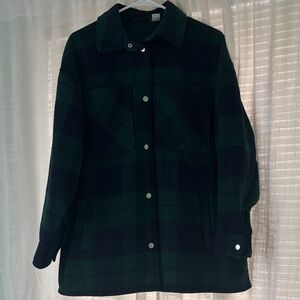 H&M Dark Green and Black Plaid Jacket